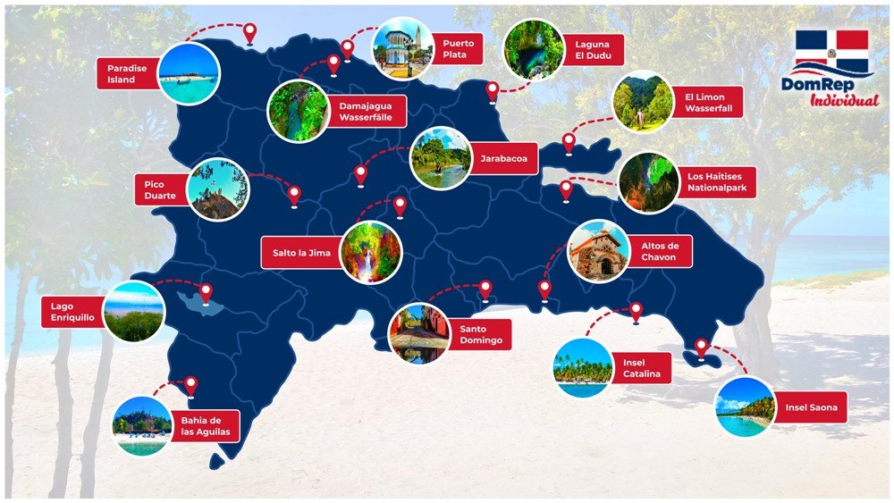 Karte für Sehenswürdigkeiten in der Dominikanischen Republik